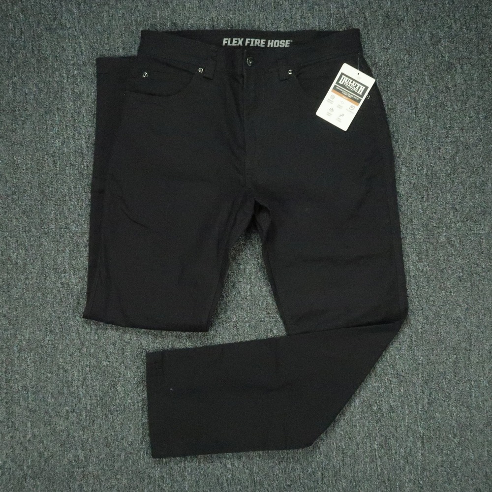 Duluth Pants Mens 32x32 Black DuluthFlex Fire Hose Slim Fit 5 Pocket Trouser